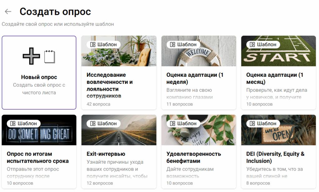 В Jinn можно выбрать десятки готовых шаблонов опросов или создать свой в удобном конструкторе
